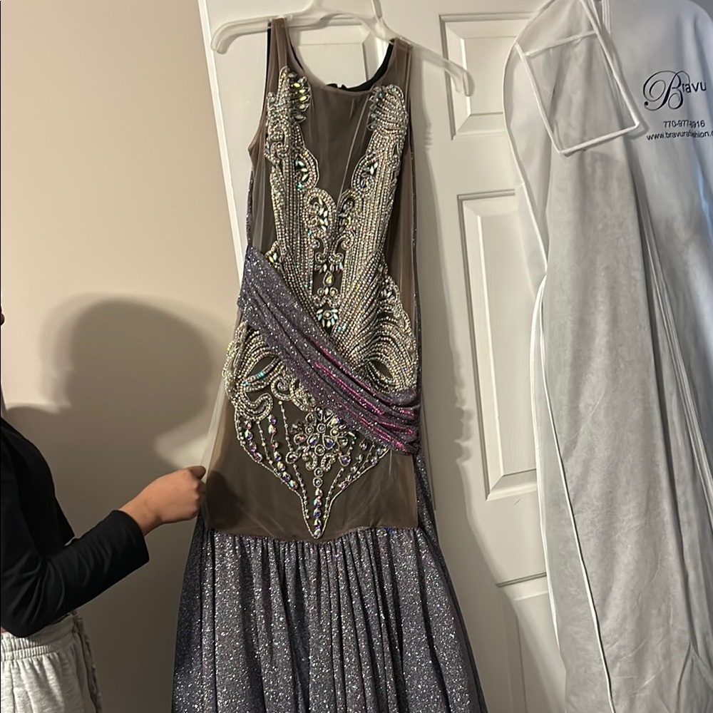 Elegant Gray Embellished Dress